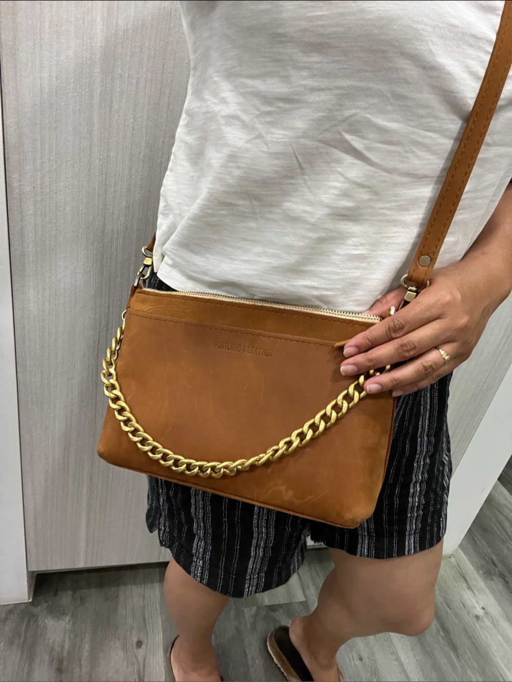 Portland Leather Poppy Women’s Leather Crossbody- Honey - Picture 10 of 15